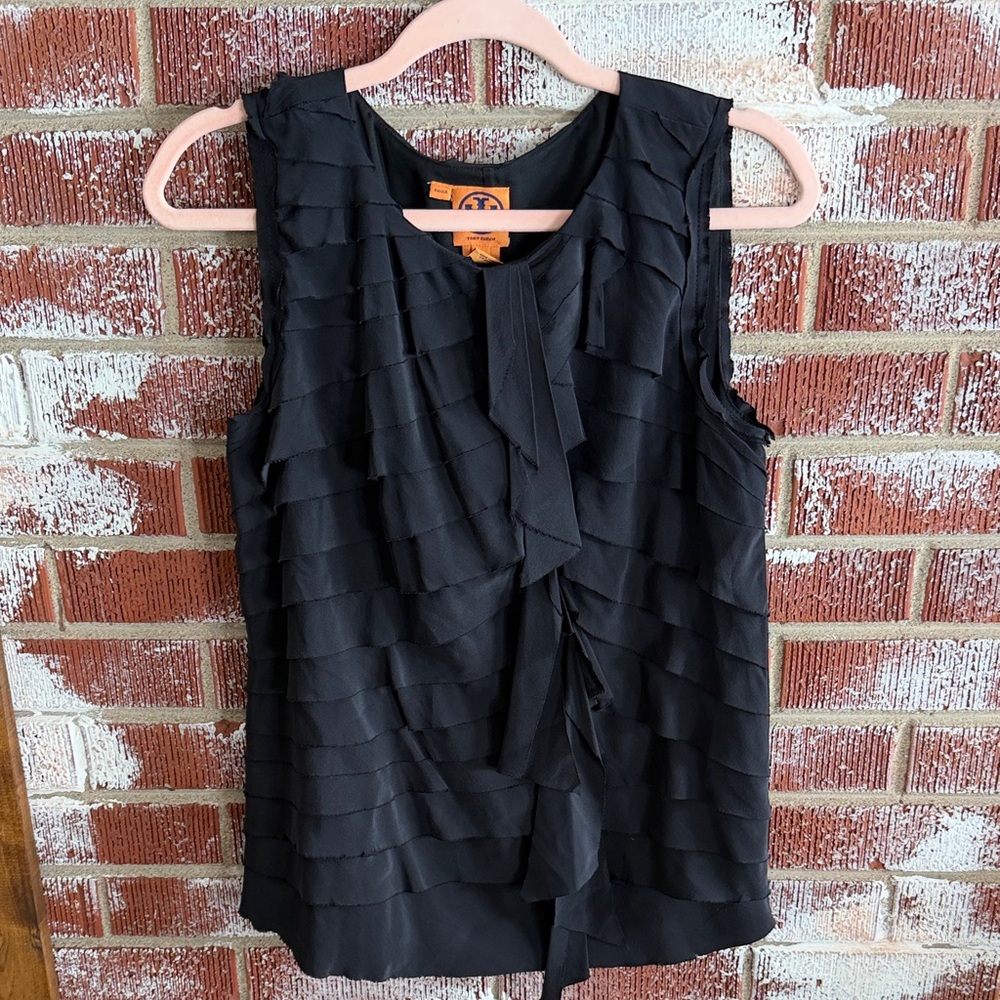Tory Burch 100% Silk Double Layered Quiet Luxury Clean girl Blouse Size 6